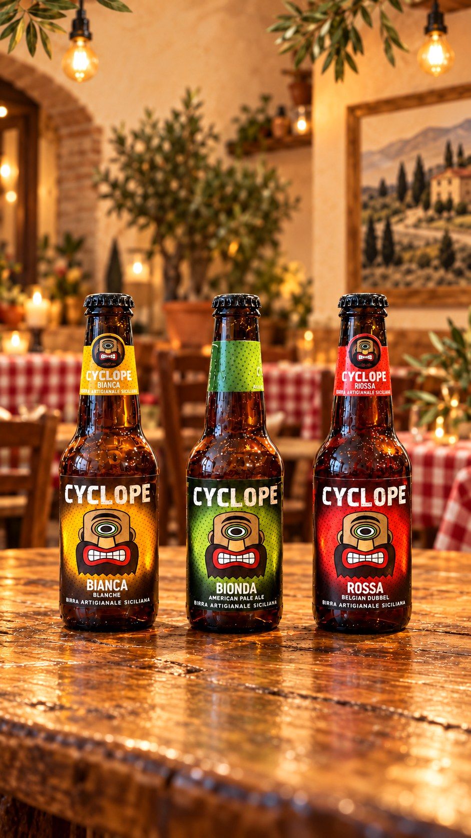 Tres birres artesanes sicilianes Cyclope: bianca, bionda i rossa